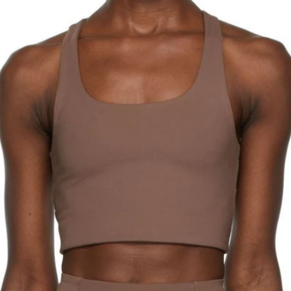 Girlfriend Collective Stretch Recycled Jersey Sports Bra Size L Brown